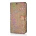 Luxury Diamond Glitter Bling Roses PU Leather Flip Wallet Stand Case With Card Slots For Samsung Galaxy Note 5 - Brown