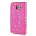 Luxury Diamond Glitter Bling Roses PU Leather Flip Wallet Stand Case With Card Slots For Samsung Galaxy Note 5 - Magenta