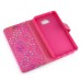 Luxury Diamond Glitter Bling Roses PU Leather Flip Wallet Stand Case With Card Slots For Samsung Galaxy Note 5 - Magenta