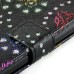 Luxury Diamond Glitter Bling Roses PU Leather Flip Wallet Stand Case With Card Slots For iPhone 5 / 5s - Black