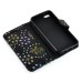 Luxury Diamond Glitter Bling Roses PU Leather Flip Wallet Stand Case With Card Slots For iPhone 5 / 5s - Black