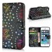 Luxury Diamond Glitter Bling Roses PU Leather Flip Wallet Stand Case With Card Slots For iPhone 5 / 5s - Black