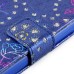 Luxury Diamond Glitter Bling Roses PU Leather Flip Wallet Stand Case With Card Slots For iPhone 5 / 5s - Blue