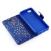 Luxury Diamond Glitter Bling Roses PU Leather Flip Wallet Stand Case With Card Slots For iPhone 5 / 5s - Blue