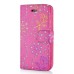 Luxury Diamond Glitter Bling Roses PU Leather Flip Wallet Stand Case With Card Slots For iPhone 5 / 5s - Magenta