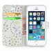 Luxury Diamond Glitter Bling Roses PU Leather Flip Wallet Stand Case With Card Slots For iPhone 5 / 5s - White