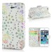 Luxury Diamond Glitter Bling Roses PU Leather Flip Wallet Stand Case With Card Slots For iPhone 5 / 5s - White