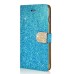 Luxury Glittering Rhinestone Diamond and Golden Metal Pattern Decorated Flip Leather Case with Card Slot for iPhone 6 Plus - Blue