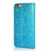 Luxury Glittering Rhinestone Diamond and Golden Metal Pattern Decorated Flip Leather Case with Card Slot for iPhone 6 Plus - Blue