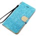 Luxury Glittering Rhinestone Diamond and Golden Metal Pattern Decorated Flip Leather Case with Card Slot for iPhone 6 Plus - Blue