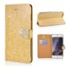 Luxury Glittering Rhinestone Diamond and Golden Metal Pattern Decorated Flip Leather Case with Card Slot for iPhone 6 Plus - Gold