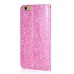 Luxury Glittering Rhinestone Diamond and Golden Metal Pattern Decorated Flip Leather Case with Card Slot for iPhone 6 Plus - Pink