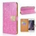 Luxury Glittering Rhinestone Diamond and Golden Metal Pattern Decorated Flip Leather Case with Card Slot for iPhone 6 Plus - Pink