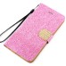 Luxury Glittering Rhinestone Diamond and Golden Metal Pattern Decorated Flip Leather Case with Card Slot for iPhone 6 Plus - Pink