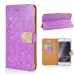 Luxury Glittering Rhinestone Diamond and Golden Metal Pattern Decorated Flip Leather Case with Card Slot for iPhone 6 Plus - Purple