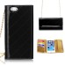 Luxury Grid Pattern Shoulder Bag Style Leather Flip Case with Card Slot for iPhone 6 4.7 inch - Black