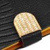 Luxury Lizards Pattern Bling Rhinestone And Golden Metal Pattern Decorated Folio Wallet Leather Case For iPhone 4 iPhone 4s - Black