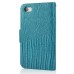 Luxury Lizards Pattern Bling Rhinestone And Golden Metal Pattern Decorated Folio Wallet Leather Case For iPhone 4 iPhone 4s - Blue