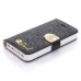 Luxury Magnetic Flip Stand Leather Case with Card Slot for iPhone 4/4S - Black