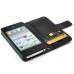 Luxury Magnetic Folio PU Leather Wallet Flip Case With Card Slots And Holder For iPhone 4 / 4S