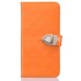 Luxury Metal Button PU Leather Folio Stand Case With Card Slots for Samsung Galaxy Note 5 - Orange