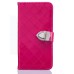 Luxury Metal Button PU Leather Folio Stand Case With Card Slots for Samsung Galaxy Note 5 - Rose red