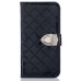 Luxury Metal Button PU Leather Folio Stand Case With Card Slots for Samsung Galaxy S5 G900 - Black