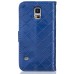 Luxury Metal Button PU Leather Folio Stand Case With Card Slots for Samsung Galaxy S5 G900 - Blue