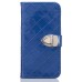 Luxury Metal Button PU Leather Folio Stand Case With Card Slots for Samsung Galaxy S5 G900 - Blue