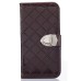 Luxury Metal Button PU Leather Folio Stand Case With Card Slots for Samsung Galaxy S5 G900 - Brown