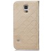 Luxury Metal Button PU Leather Folio Stand Case With Card Slots for Samsung Galaxy S5 G900 - Gold