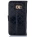 Luxury Metal Button PU Leather Folio Stand Case With Card Slots for Samsung Galaxy S6 Edge - Black