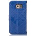 Luxury Metal Button PU Leather Folio Stand Case With Card Slots for Samsung Galaxy S6 Edge - Blue