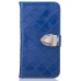 Luxury Metal Button PU Leather Folio Stand Case With Card Slots for Samsung Galaxy S6 Edge - Blue