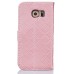 Luxury Metal Button PU Leather Folio Stand Case With Card Slots for Samsung Galaxy S6 Edge - Pink