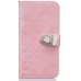 Luxury Metal Button PU Leather Folio Stand Case With Card Slots for Samsung Galaxy S6 Edge - Pink