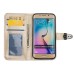 Luxury Metal Button PU Leather Folio Stand Case With Card Slots for Samsung Galaxy S6 Edge - White