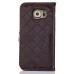 Luxury Metal Button PU Leather Folio Stand Case With Card Slots for Samsung Galaxy S6 SM-G9200 - Brown