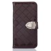 Luxury Metal Button PU Leather Folio Stand Case With Card Slots for Samsung Galaxy S6 SM-G9200 - Brown