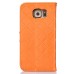 Luxury Metal Button PU Leather Folio Stand Case With Card Slots for Samsung Galaxy S6 SM-G9200 - Orange