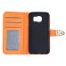 Luxury Metal Button PU Leather Folio Stand Case With Card Slots for Samsung Galaxy S6 SM-G9200 - Orange