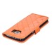 Luxury Metal Button PU Leather Folio Stand Case With Card Slots for Samsung Galaxy S6 SM-G9200 - Orange