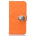 Luxury Metal Button PU Leather Folio Stand Case With Card Slots for Samsung Galaxy S6 SM-G9200 - Orange