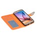 Luxury Metal Button PU Leather Folio Stand Case With Card Slots for Samsung Galaxy S6 SM-G9200 - Orange