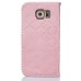 Luxury Metal Button PU Leather Folio Stand Case With Card Slots for Samsung Galaxy S6 SM-G9200 - Pink