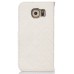 Luxury Metal Button PU Leather Folio Stand Case With Card Slots for Samsung Galaxy S6 SM-G9200 - White