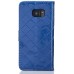 Luxury Metal Button PU Leather Folio Stand Case With Card Slots for Samsung Galaxy S7 Edge G935 -  Blue