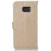 Luxury Metal Button PU Leather Folio Stand Case With Card Slots for Samsung Galaxy S7 Edge G935 - Gold