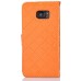 Luxury Metal Button PU Leather Folio Stand Case With Card Slots for Samsung Galaxy S7 Edge G935 - Orange