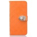 Luxury Metal Button PU Leather Folio Stand Case With Card Slots for Samsung Galaxy S7 Edge G935 - Orange